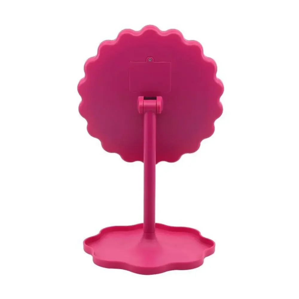Teen Home LED Vanity Mirror Wavy Border Catchall Tray Dark Pink Battery Operated